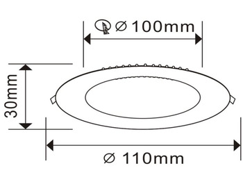 Stavební zařízení Unused LED Panel - Round - 8W Recessed 3000K (warm white) - 640Lumens - IP20 - AC110-240V - Lifetime: 30,000 hours - LED SMD - LED Driver included - Dimensions: 110mm x 30mm - Mounting diameter: 100mm: obrázek 4