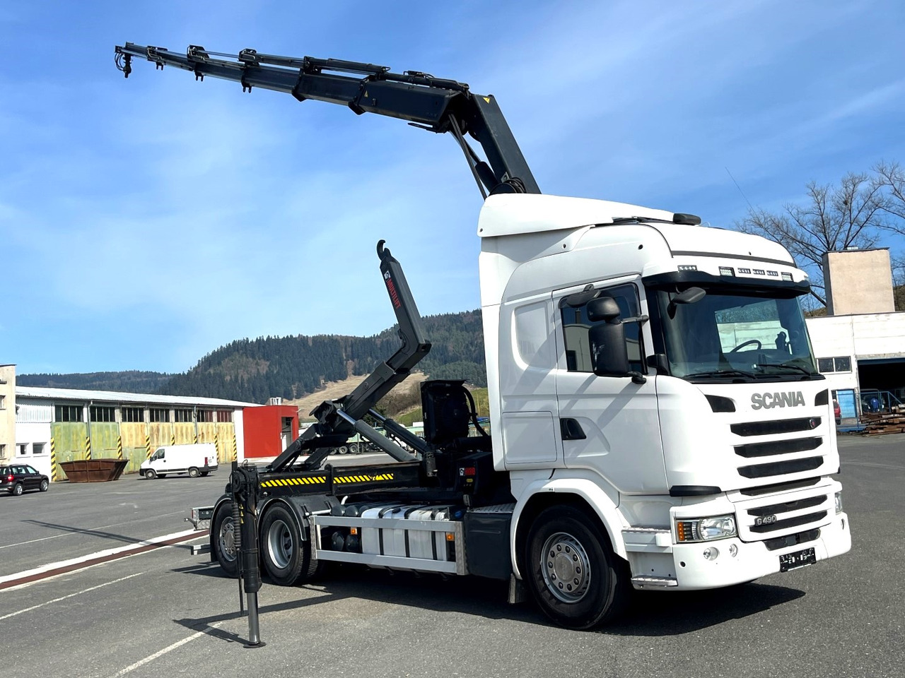 Hákový nosič kontejnerů, Auto s hydraulickou rukou SCANIA G490, 10/2015, 6x2, Crane hook lift, Hiab 244 - 5 Hipro + RC: obrázek 10